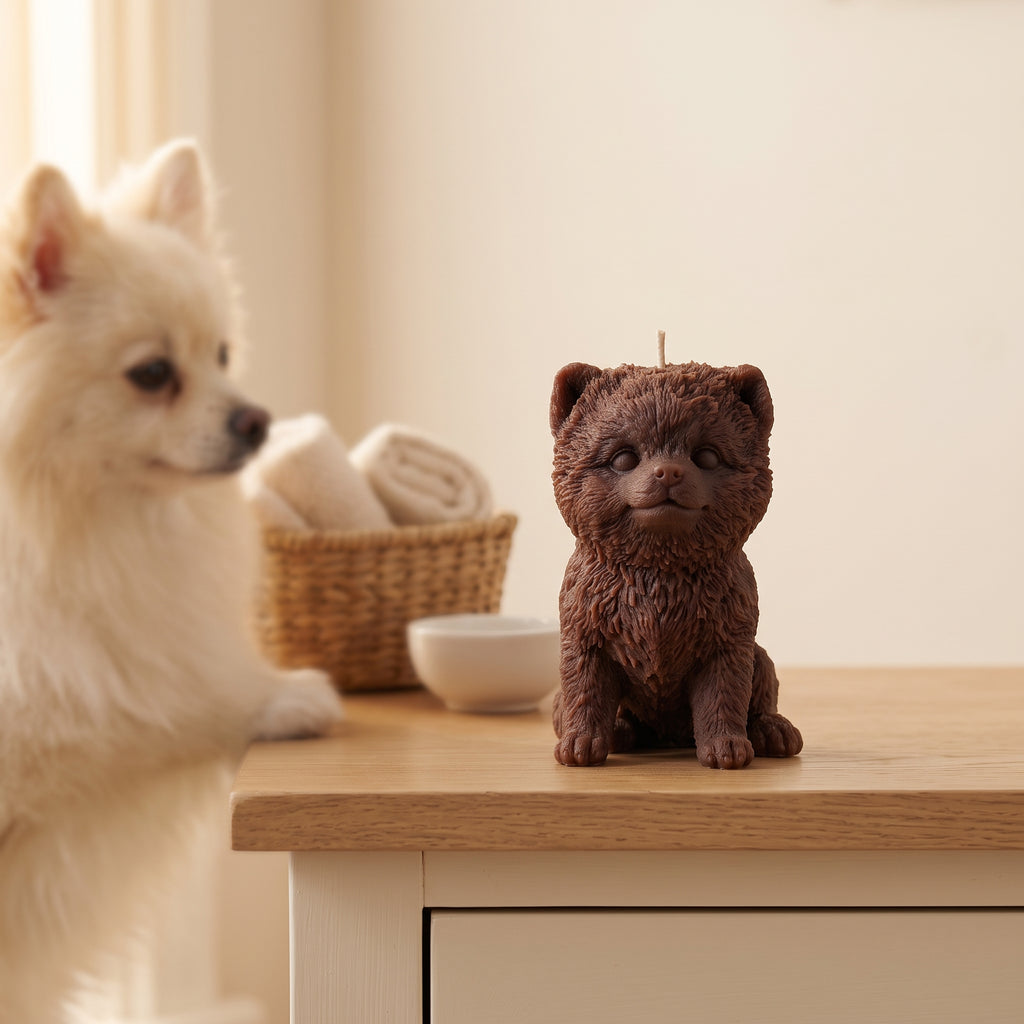 Pomeranian Puppy Candle