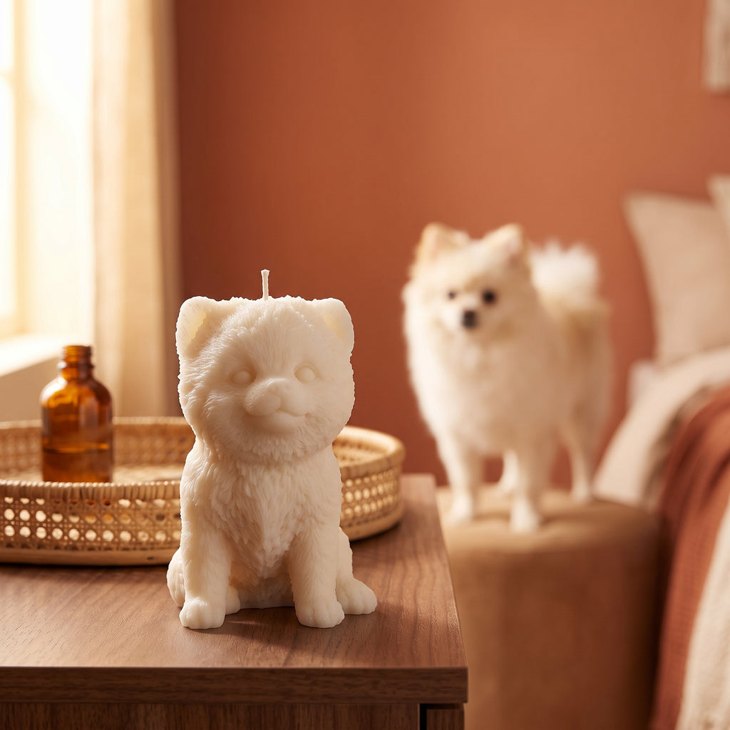 Pomeranian Puppy Candle