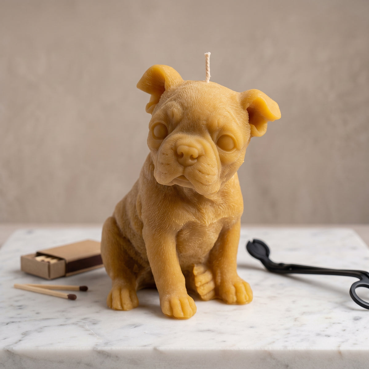 Boston Terrier Puppy Candle