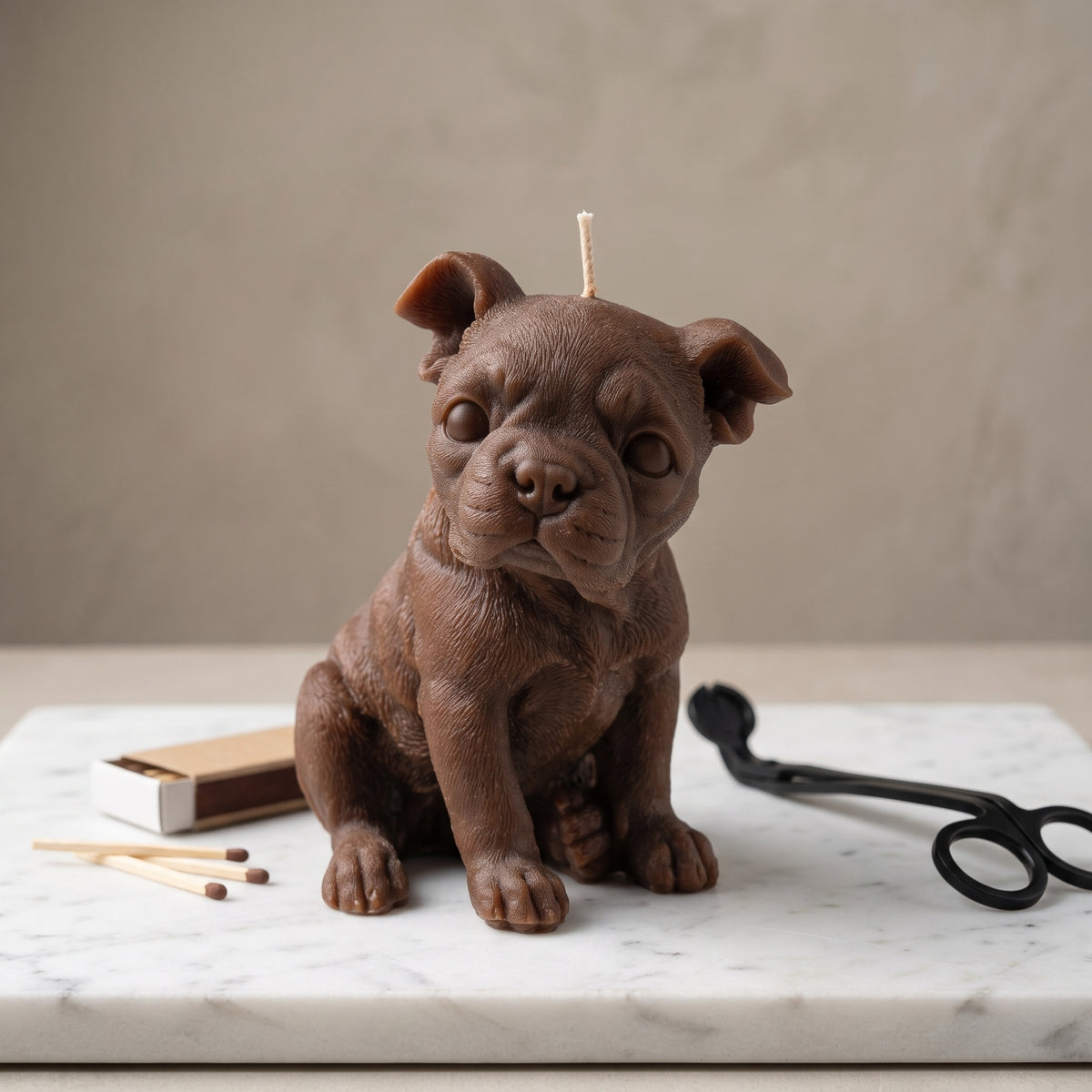 Boston Terrier Puppy Candle
