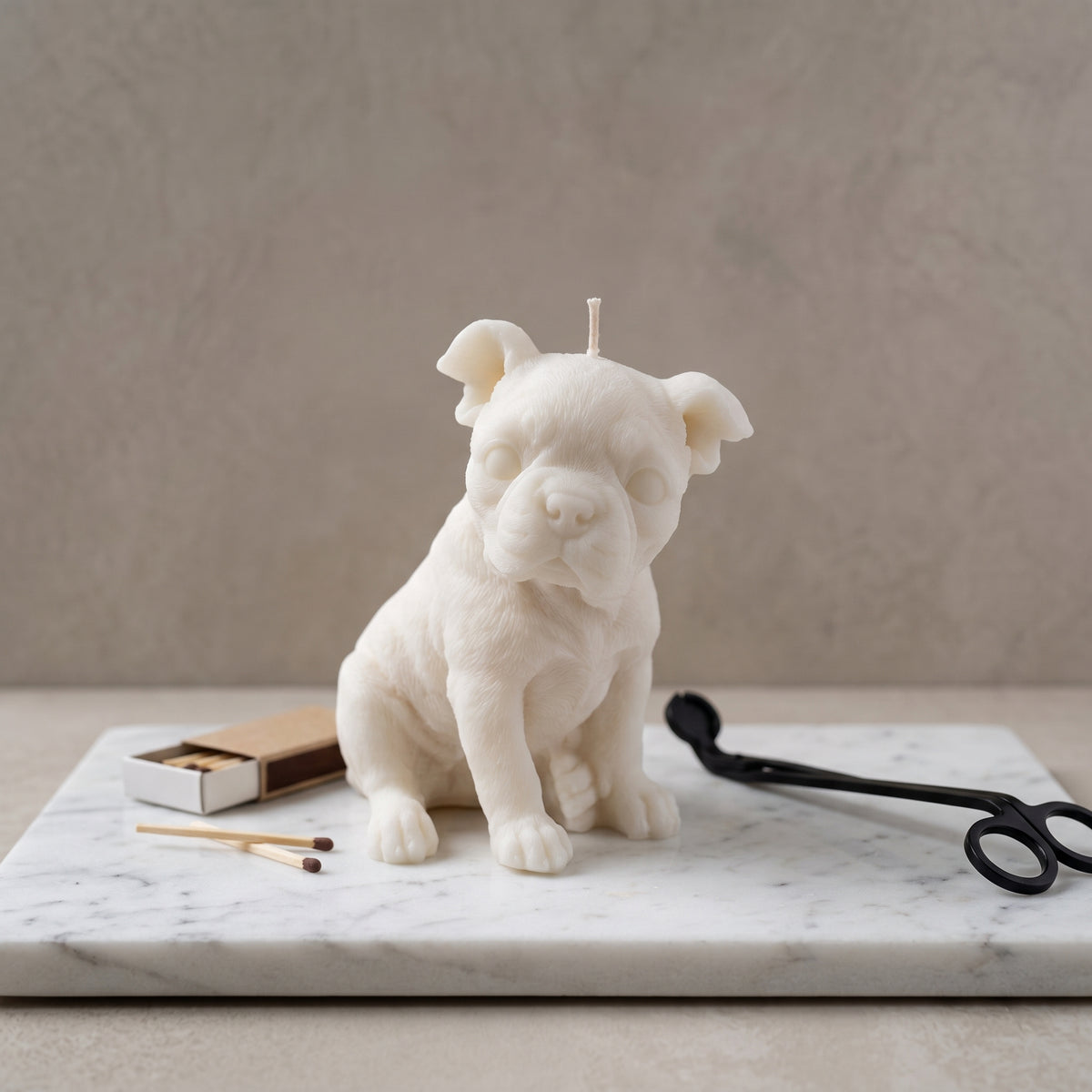 Boston Terrier Puppy Candle