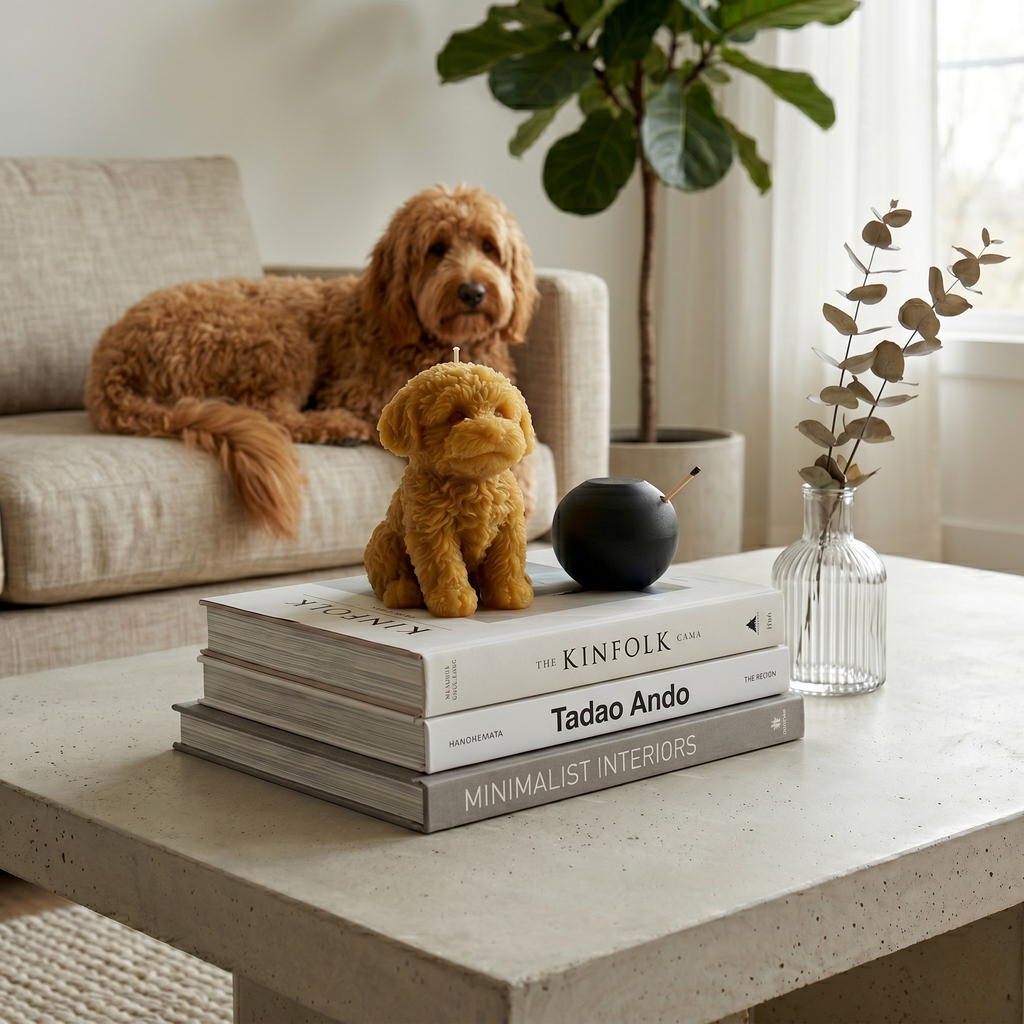 Golden Doodle Puppy Candle