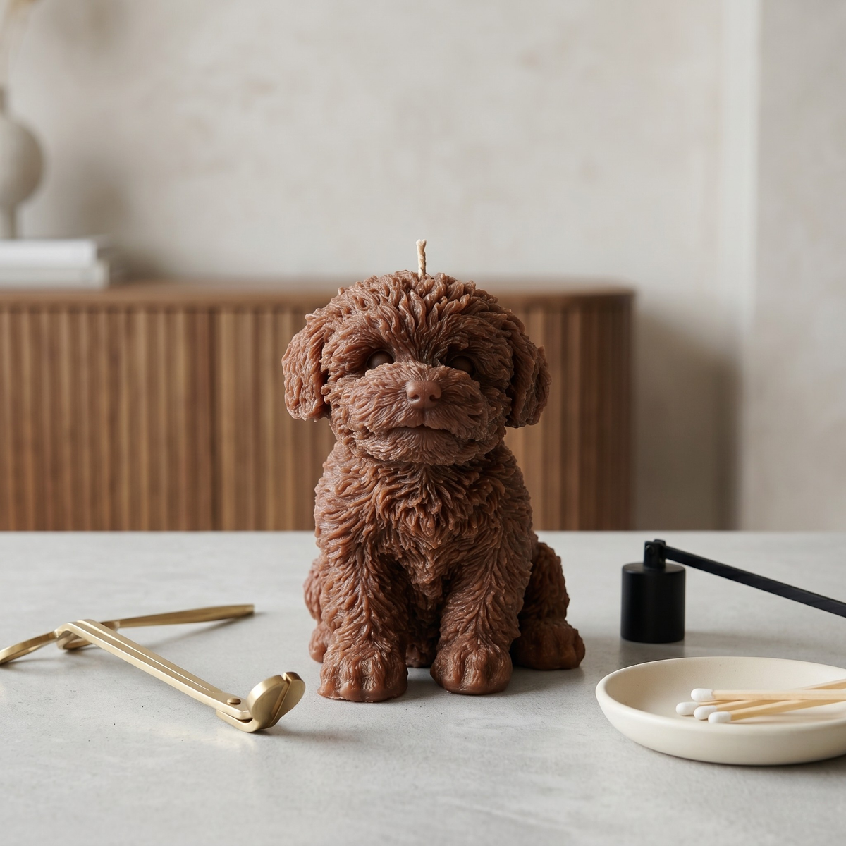 Golden Doodle Puppy Candle