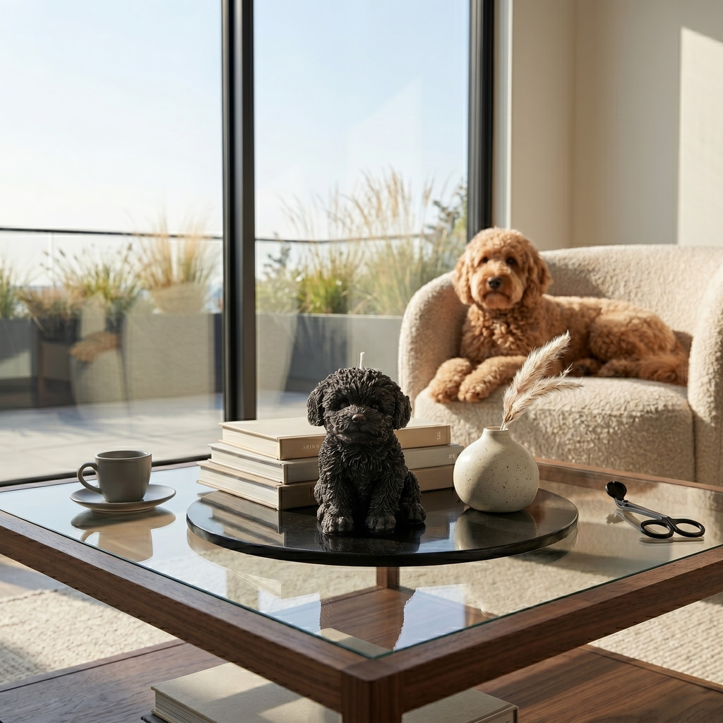 Golden Doodle Puppy Candle