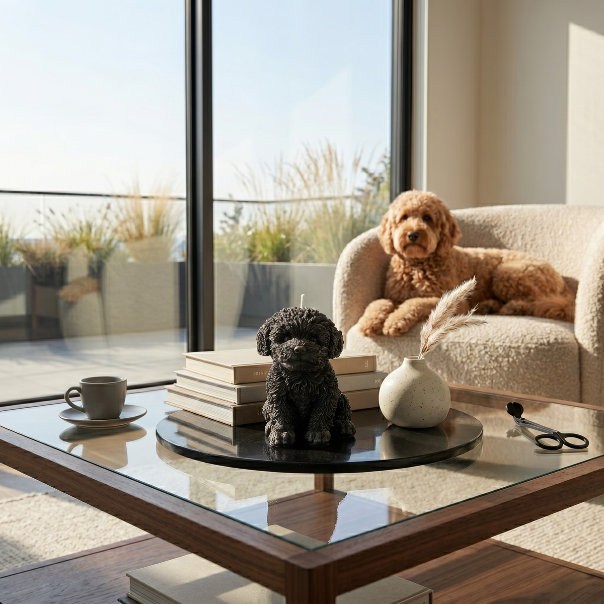 Golden Doodle Puppy Candle