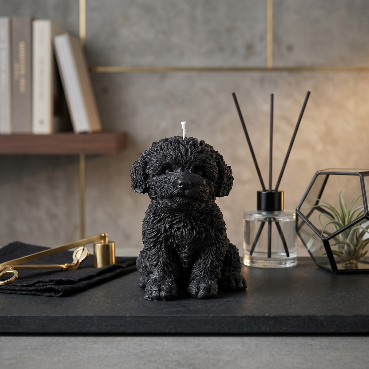 Golden Doodle Puppy Candle
