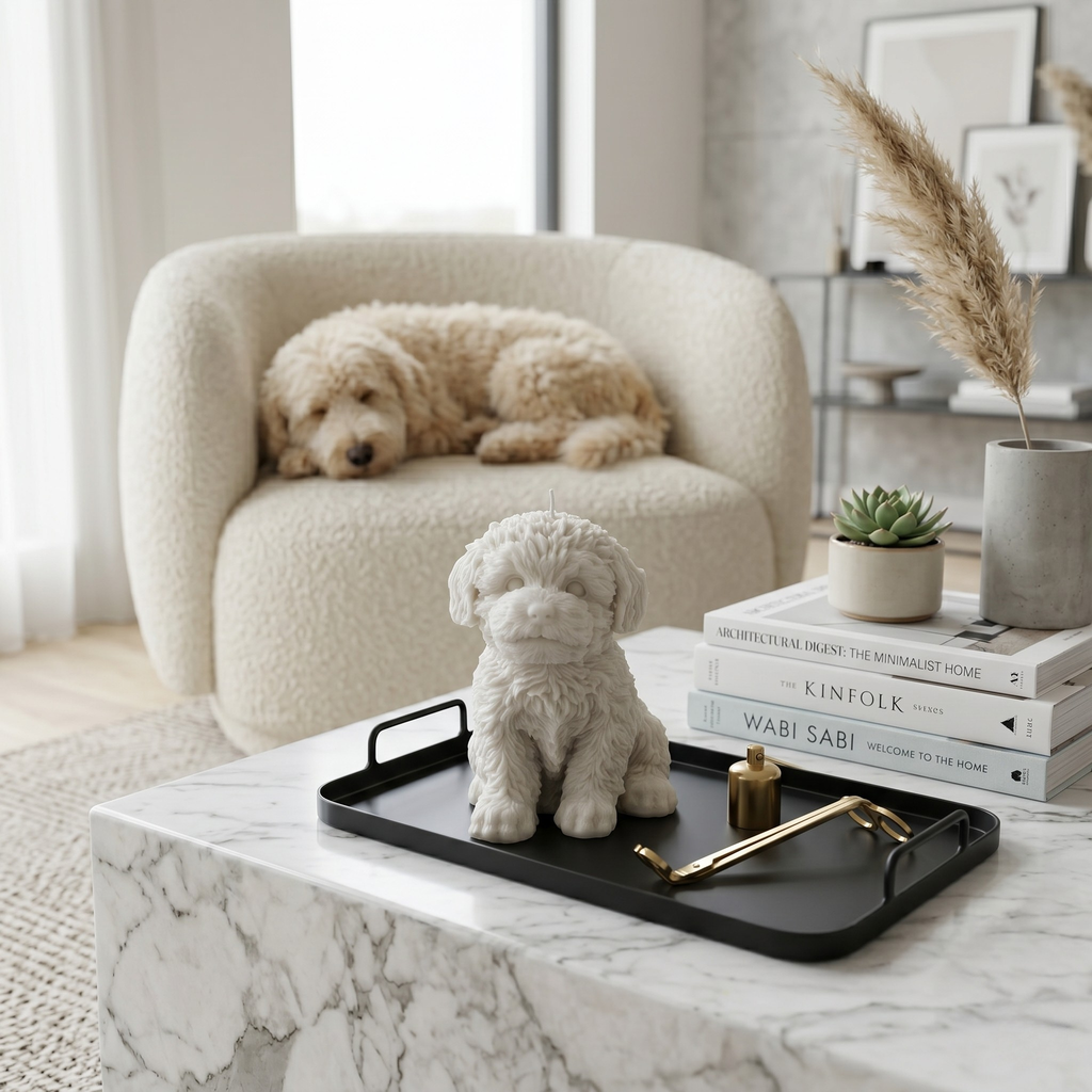 Golden Doodle Puppy Candle