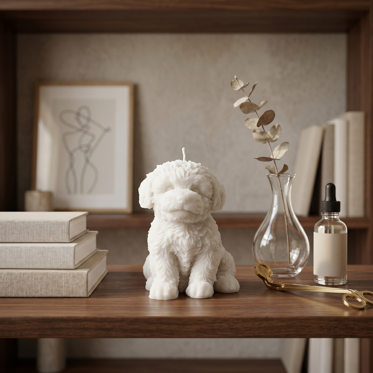 Golden Doodle Puppy Candle