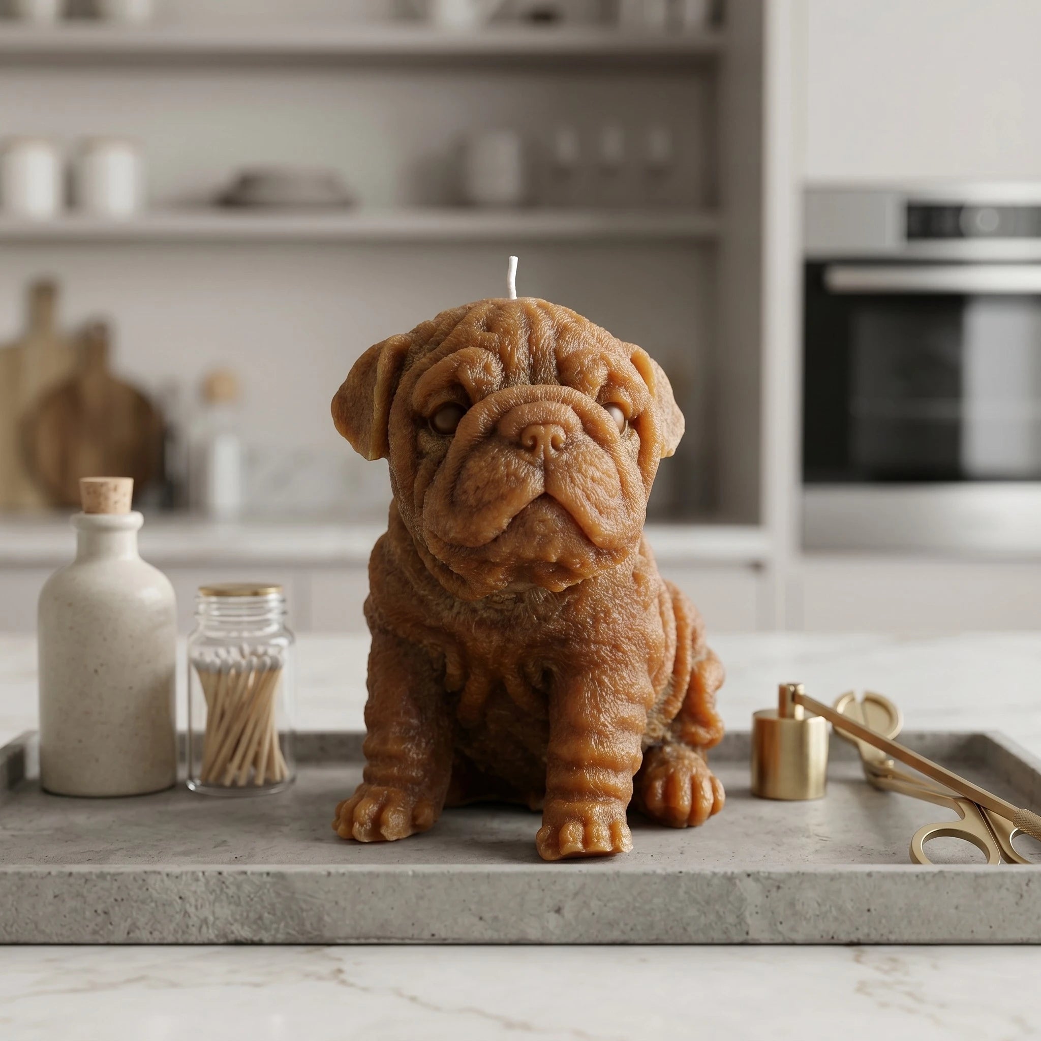 English Bulldog Puppy Candle
