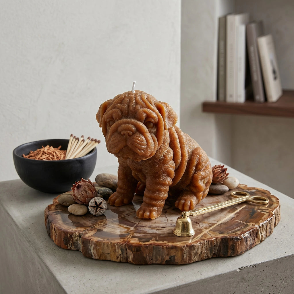English Bulldog Puppy Candle