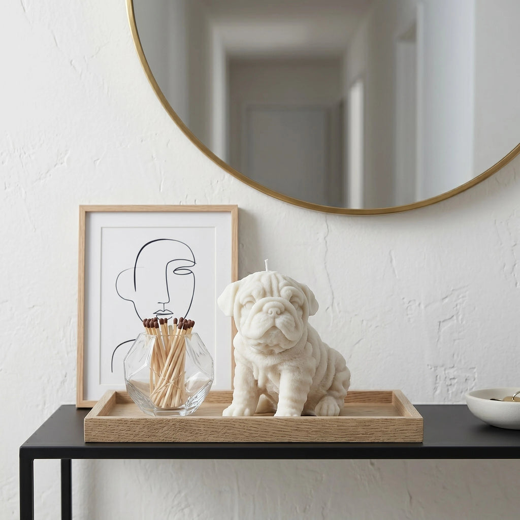 English Bulldog Puppy Candle