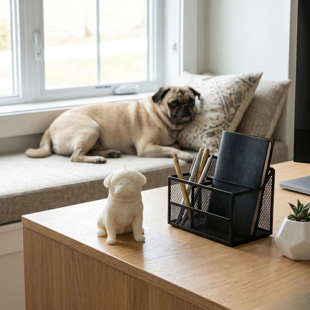 Pug Puppy Candle