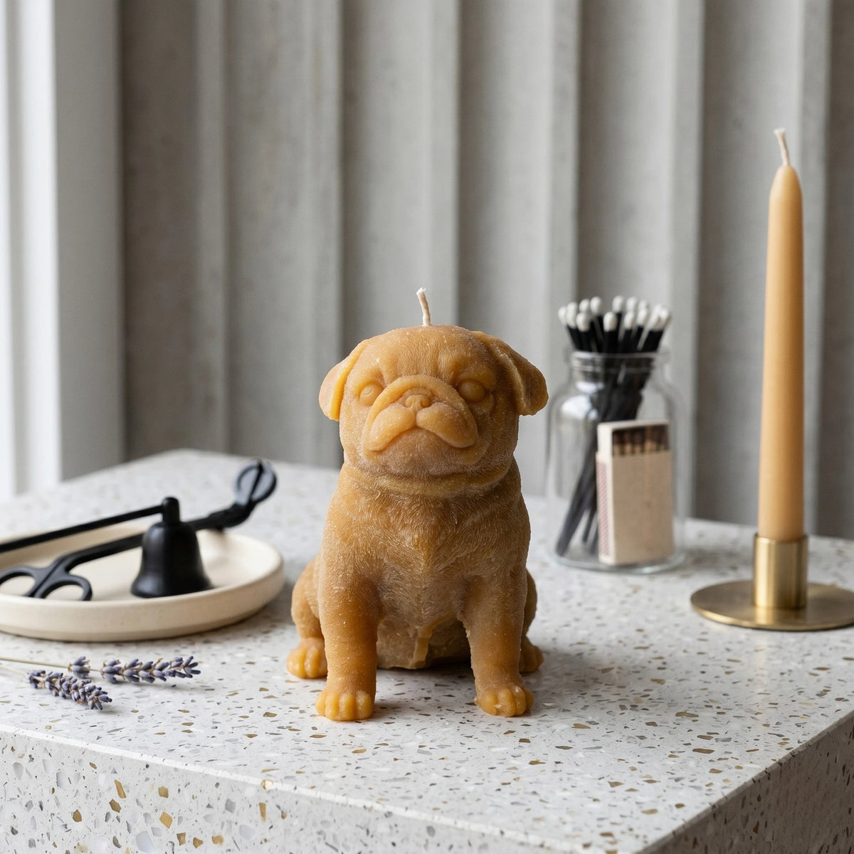 Pug Puppy Candle