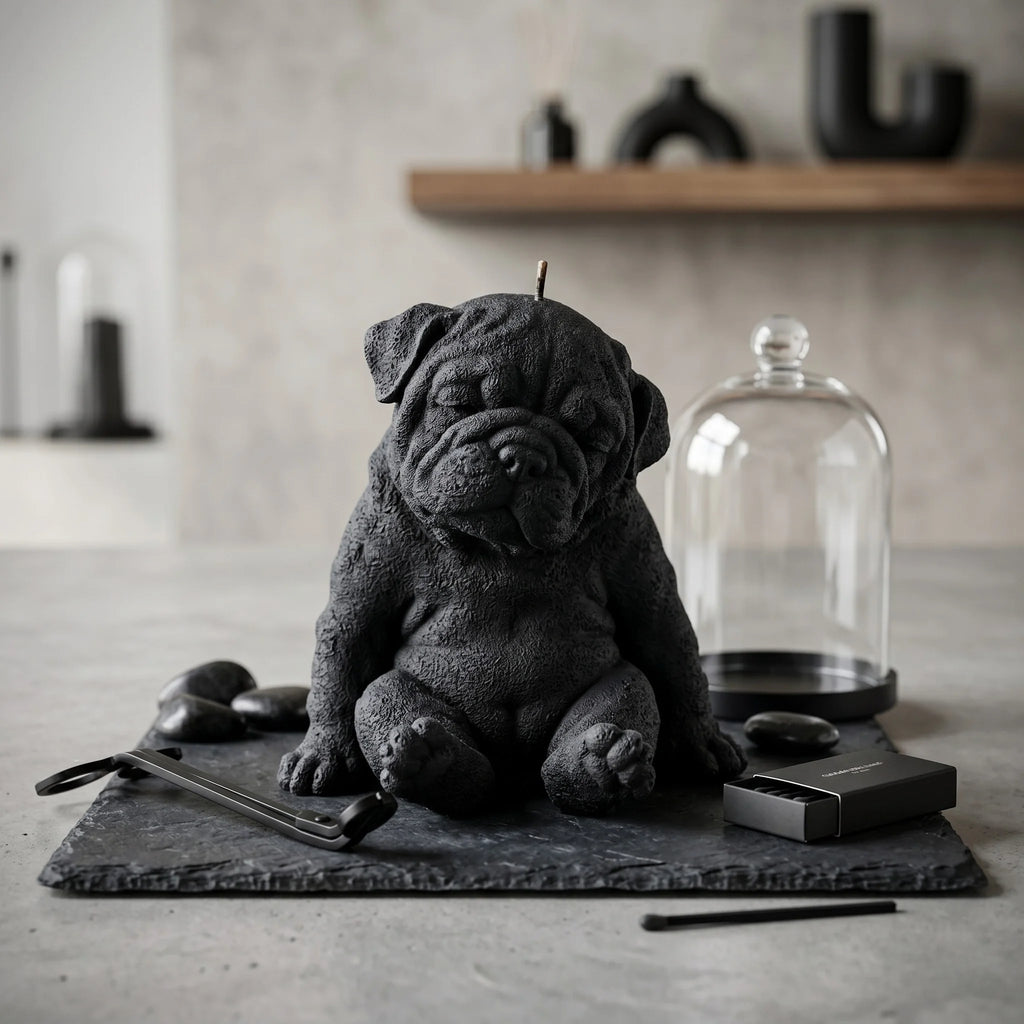 Sleeping English Bulldog Puppy Candle