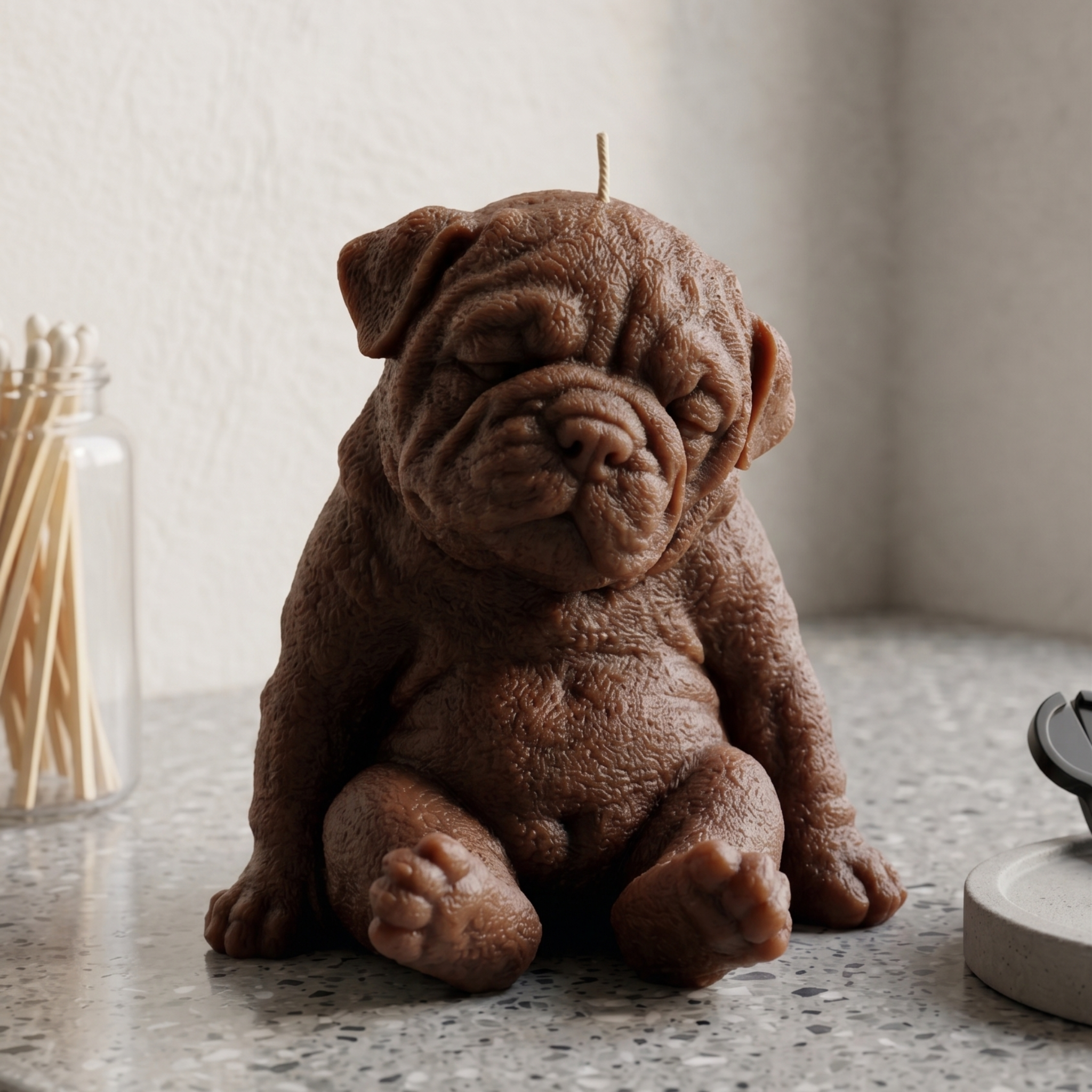 Sleeping English Bulldog Puppy Candle