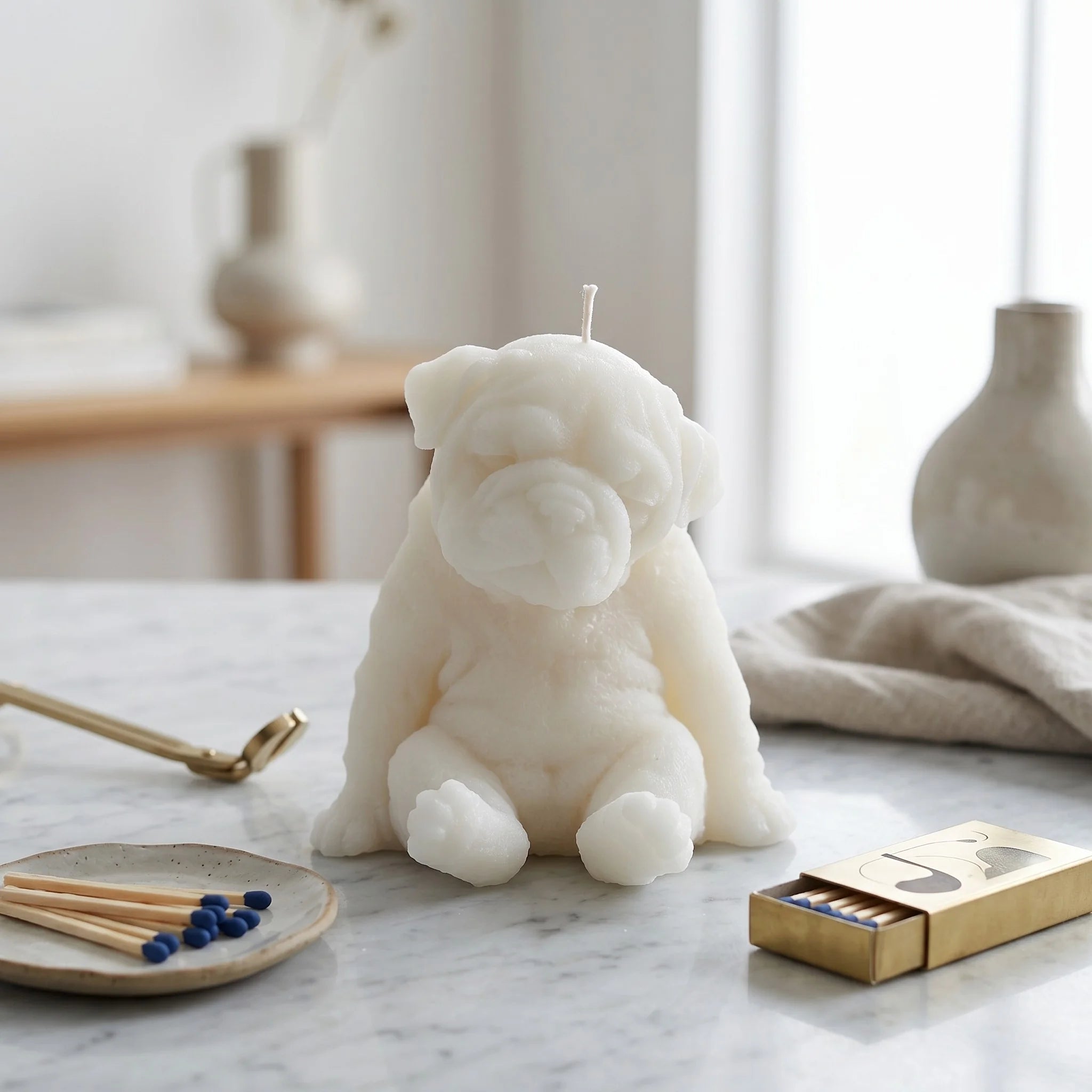 Sleeping English Bulldog Puppy Candle